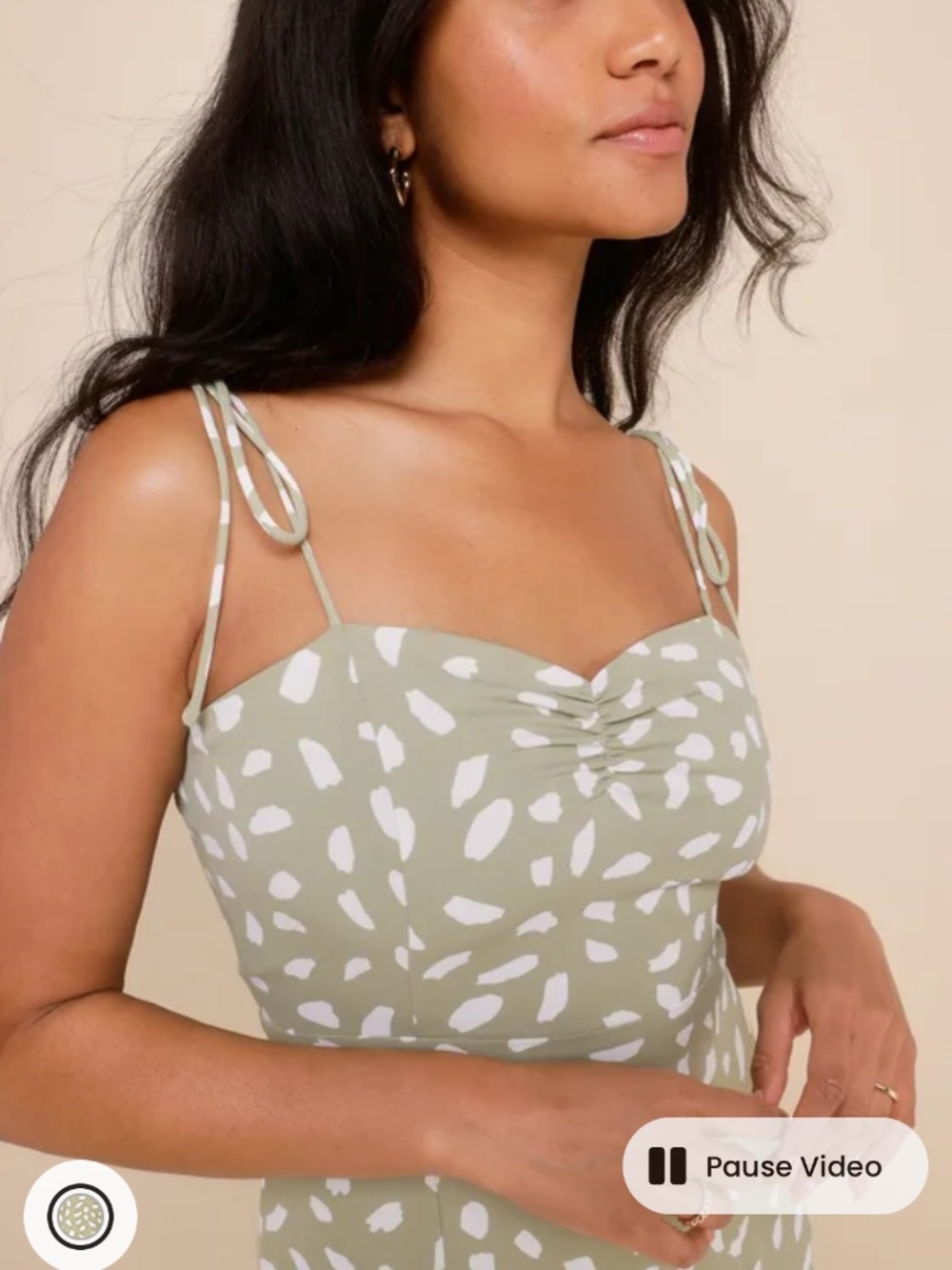 Lulus Party In Paris Sage Green Print Tie-strap Midi Dress - Size XL - Picture 6 of 7
